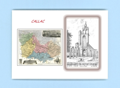 Cartes Postales impression Noir avec dpartement sur la ville de CALLAC Titre : eglise de botmel
