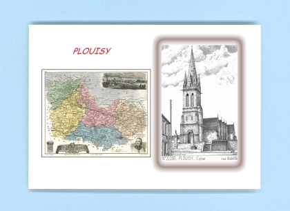 Cartes Postales impression Noir avec dpartement sur la ville de PLOUISY Titre : eglise