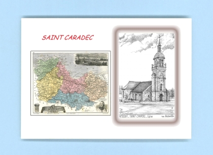 Cartes Postales impression Noir avec dpartement sur la ville de ST CARADEC Titre : eglise
