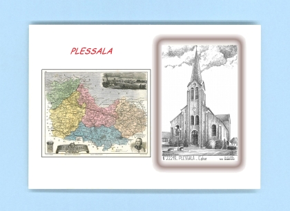 Cartes Postales impression Noir avec dpartement sur la ville de PLESSALA Titre : eglise