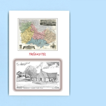Cartes Postales impression Noir avec dpartement sur la ville de TREGASTEL Titre : chapelle ste anne