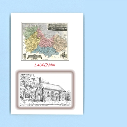 Cartes Postales impression Noir avec dpartement sur la ville de LAURENAN Titre : chapelle de st unet