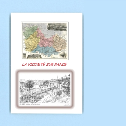 Cartes Postales impression Noir avec dpartement sur la ville de LA VICOMTE SUR RANCE Titre : ecluse et port du lyvet