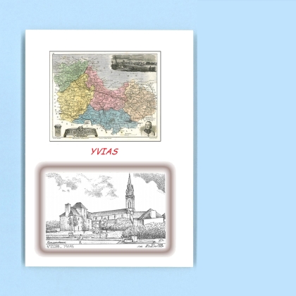 Cartes Postales impression Noir avec dpartement sur la ville de YVIAS Titre : vue