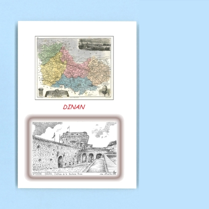 Cartes Postales impression Noir avec dpartement sur la ville de DINAN Titre : chateau de la duchesse anne
