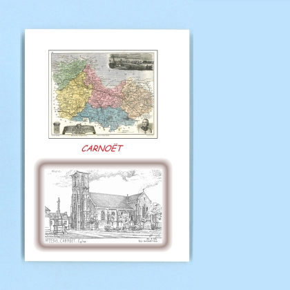 Cartes Postales impression Noir avec dpartement sur la ville de CARNOET Titre : eglise