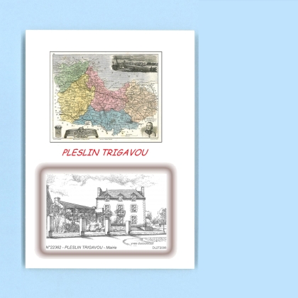 Cartes Postales impression Noir avec dpartement sur la ville de PLESLIN TRIGAVOU Titre : mairie