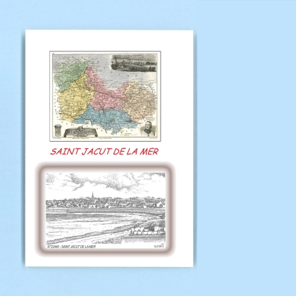 Cartes Postales impression Noir avec dpartement sur la ville de ST JACUT DE LA MER Titre : plage