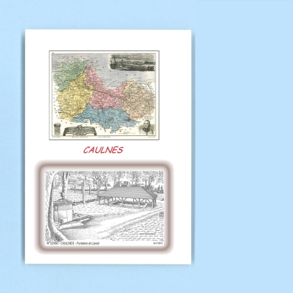 Cartes Postales impression Noir avec dpartement sur la ville de CAULNES Titre : fontaine et lavoir