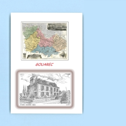 Cartes Postales impression Noir avec dpartement sur la ville de GOUAREC Titre : mairie