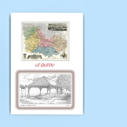 Cartes Postales impression Noir avec dpartement sur la ville de LE QUIOU Titre : lavoir