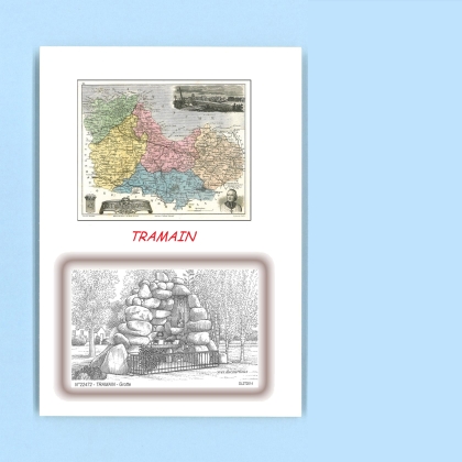 Cartes Postales impression Noir avec dpartement sur la ville de TRAMAIN Titre : grotte