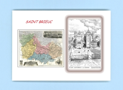 Cartes Postales impression Noir avec dpartement sur la ville de ST BRIEUC Titre : la cathedrale
