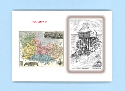 Cartes Postales impression Noir avec dpartement sur la ville de PAIMPOL Titre : moulin a maree