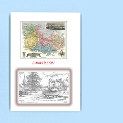 Cartes Postales impression Noir avec dpartement sur la ville de LANVOLLON Titre : parc