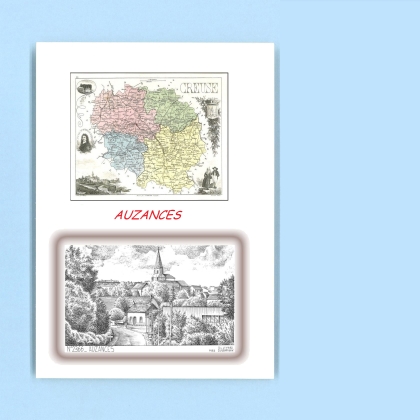 Cartes Postales impression Noir avec dpartement sur la ville de AUZANCES Titre : vue
