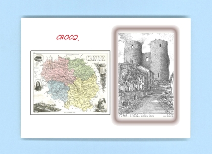 Cartes Postales impression Noir avec dpartement sur la ville de CROCQ Titre : vieilles tours