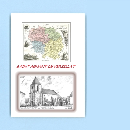Cartes Postales impression Noir avec dpartement sur la ville de ST AGNANT DE VERSILLAT Titre : eglise