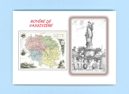 Cartes Postales impression Noir avec dpartement sur la ville de ROYERE DE VASSIVIERE Titre : fontaine