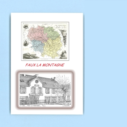 Cartes Postales impression Noir avec dpartement sur la ville de FAUX LA MONTAGNE Titre : mairie