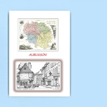Cartes Postales impression Noir avec dpartement sur la ville de AUBUSSON Titre : grande rue