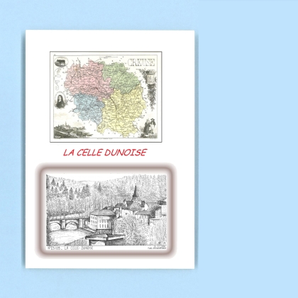 Cartes Postales impression Noir avec dpartement sur la ville de LA CELLE DUNOISE Titre : vue