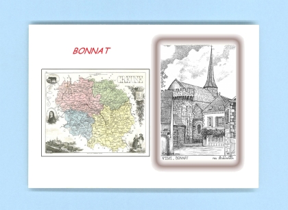 Cartes Postales impression Noir avec dpartement sur la ville de BONNAT Titre : vue