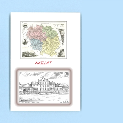 Cartes Postales impression Noir avec dpartement sur la ville de NAILLAT Titre : ecole et mairie
