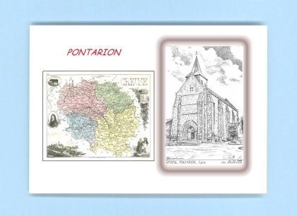 Cartes Postales impression Noir avec dpartement sur la ville de PONTARION Titre : eglise