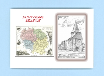 Cartes Postales impression Noir avec dpartement sur la ville de ST PIERRE BELLEVUE Titre : eglise