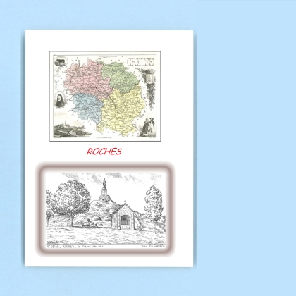 Cartes Postales impression Noir avec dpartement sur la ville de ROCHES Titre : la pierre des fees