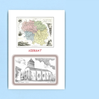 Cartes Postales impression Noir avec dpartement sur la ville de VIERSAT Titre : eglise