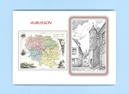 Cartes Postales impression Noir avec dpartement sur la ville de AUBUSSON Titre : maison du vieux tapissier