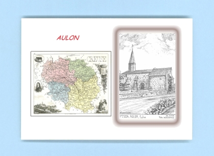 Cartes Postales impression Noir avec dpartement sur la ville de AULON Titre : eglise