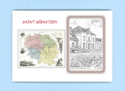 Cartes Postales impression Noir avec dpartement sur la ville de ST SEBASTIEN Titre : mairie