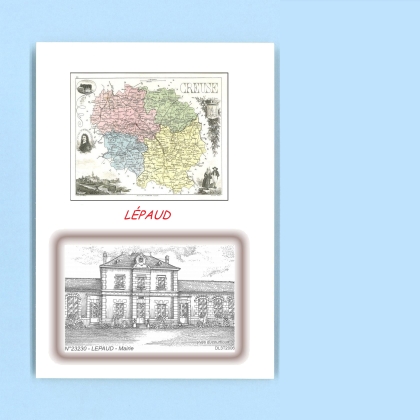 Cartes Postales impression Noir avec dpartement sur la ville de LEPAUD Titre : mairie