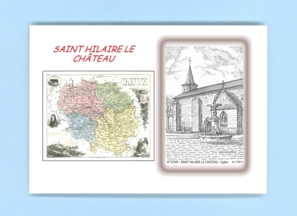 Cartes Postales impression Noir avec dpartement sur la ville de ST HILAIRE LE CHATEAU Titre : eglise