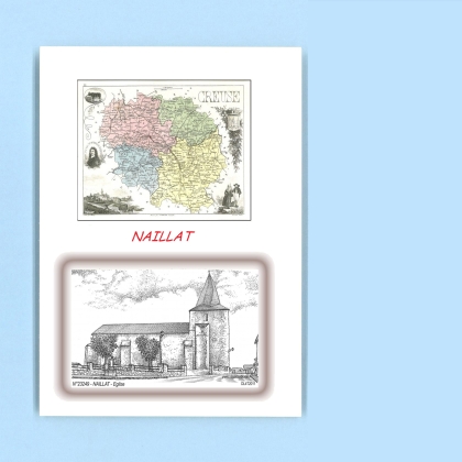 Cartes Postales impression Noir avec dpartement sur la ville de NAILLAT Titre : eglise
