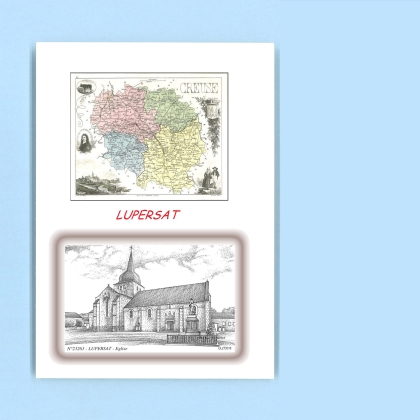 Cartes Postales impression Noir avec dpartement sur la ville de LUPERSAT Titre : eglise
