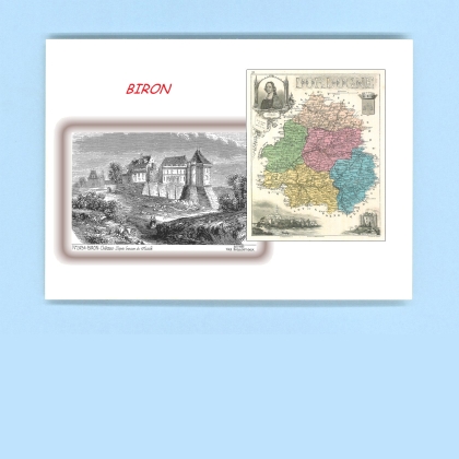 Cartes Postales impression Noir avec dpartement sur la ville de BIRON Titre : chateau