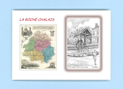 Cartes Postales impression Noir avec dpartement sur la ville de LA ROCHE CHALAIS Titre : le puits qui chante