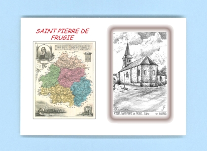 Cartes Postales impression Noir avec dpartement sur la ville de ST PIERRE DE FRUGIE Titre : eglise