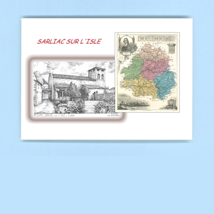 Cartes Postales impression Noir avec dpartement sur la ville de SARLIAC SUR L ISLE Titre : eglise