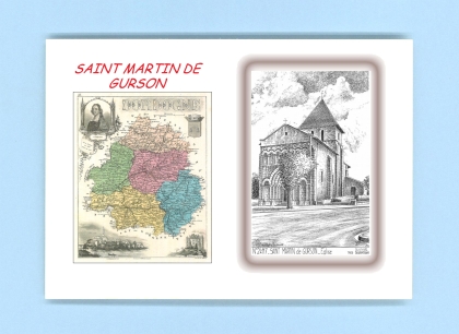Cartes Postales impression Noir avec dpartement sur la ville de ST MARTIN DE GURSON Titre : eglise