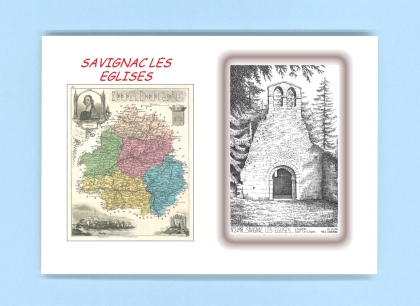 Cartes Postales impression Noir avec dpartement sur la ville de SAVIGNAC LES EGLISES Titre : chapelle st christophe