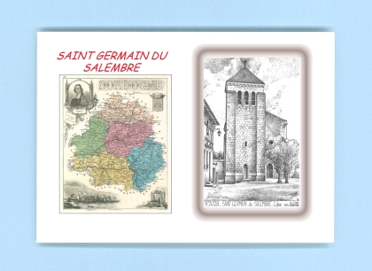 Cartes Postales impression Noir avec dpartement sur la ville de ST GERMAIN DU SALEMBRE Titre : eglise