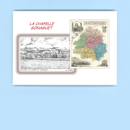 Cartes Postales impression Noir avec dpartement sur la ville de LA CHAPELLE GONAGUET Titre : vue