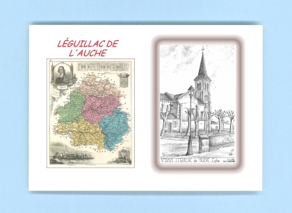 Cartes Postales impression Noir avec dpartement sur la ville de LEGUILLAC DE L AUCHE Titre : eglise