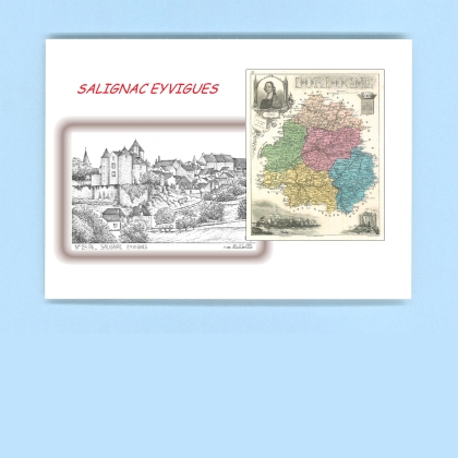 Cartes Postales impression Noir avec dpartement sur la ville de SALIGNAC EYVIGNES Titre : vue
