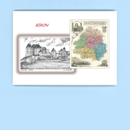 Cartes Postales impression Noir avec dpartement sur la ville de BIRON Titre : vue